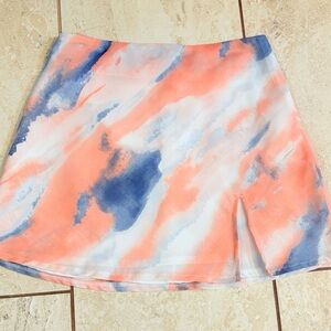 Princess Polly Watercolor Mini Skirt in Orange and Blue